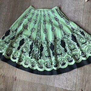 Dazzling Mexican Circle Skirt - Green & Black Aztec design w/ lots of Sequins.
